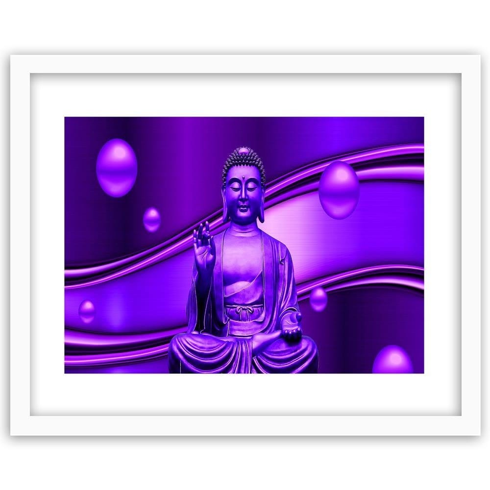 Glezna baltā rāmī - Meditator Buddha On An Abstract Background Home Trends DECO