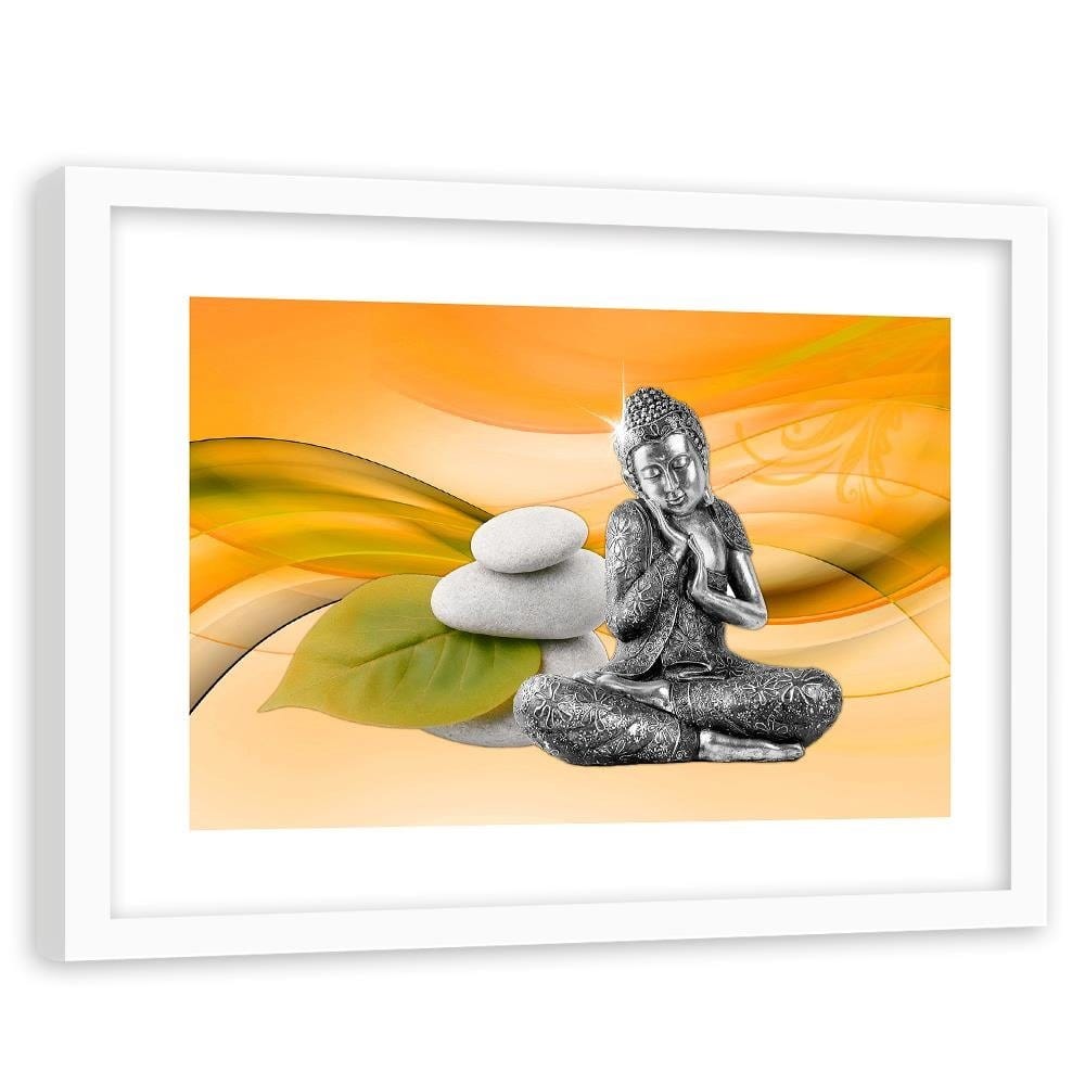 Glezna baltā rāmī - Metal Buddha Home Trends DECO