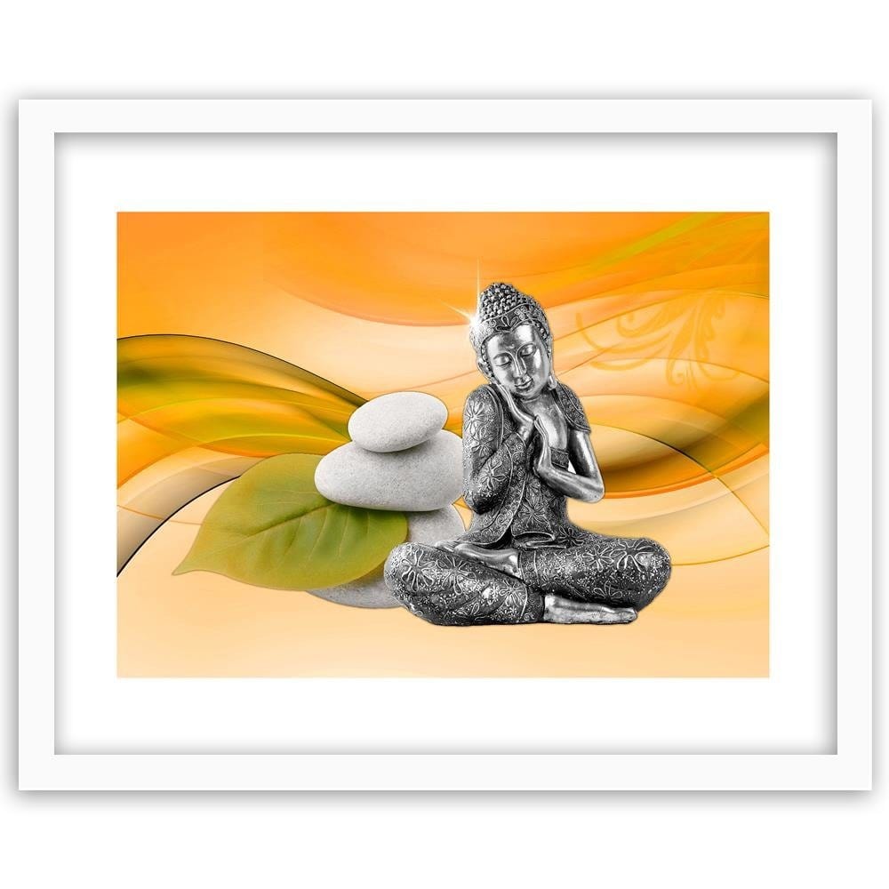 Glezna baltā rāmī - Metal Buddha Home Trends DECO