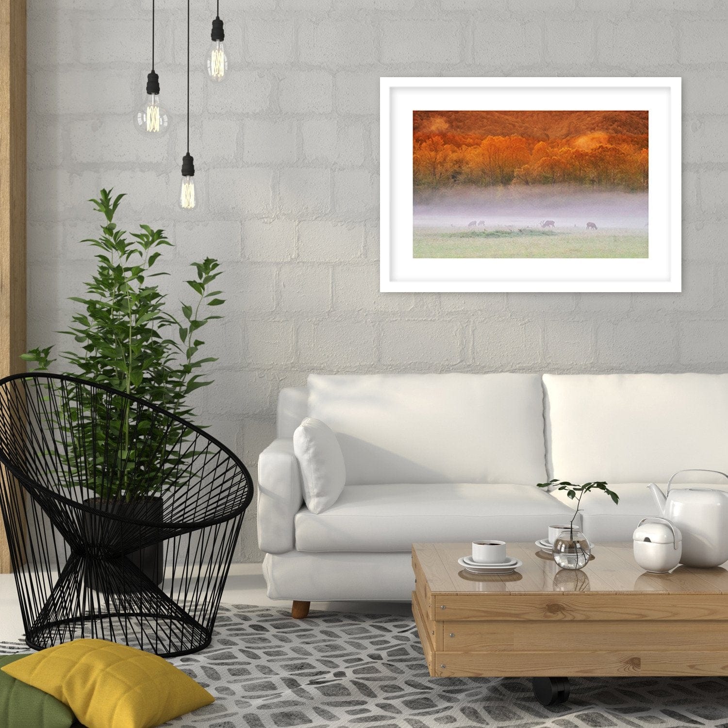 Glezna baltā rāmī - Mist Over Rykowiskiem Home Trends DECO
