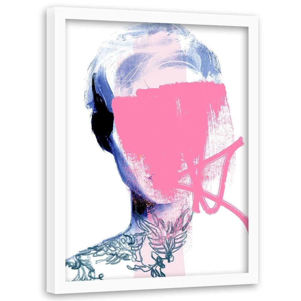 Glezna baltā rāmī - Model Face Pink Home Trends DECO