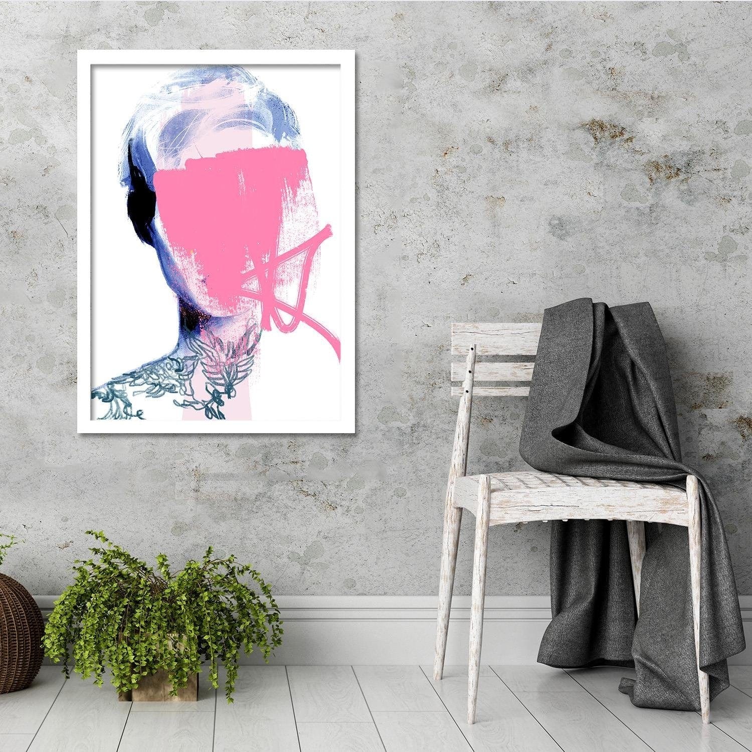 Glezna baltā rāmī - Model Face Pink Home Trends DECO