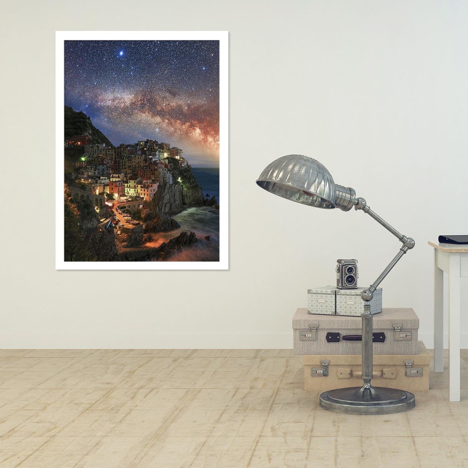 Glezna baltā rāmī - Monterosso At Night Home Trends DECO