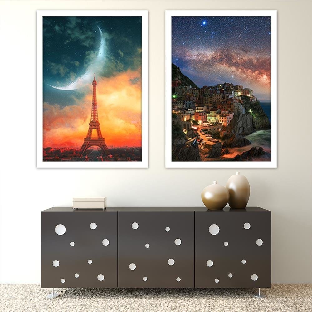 Glezna baltā rāmī - Monterosso At Night Home Trends DECO