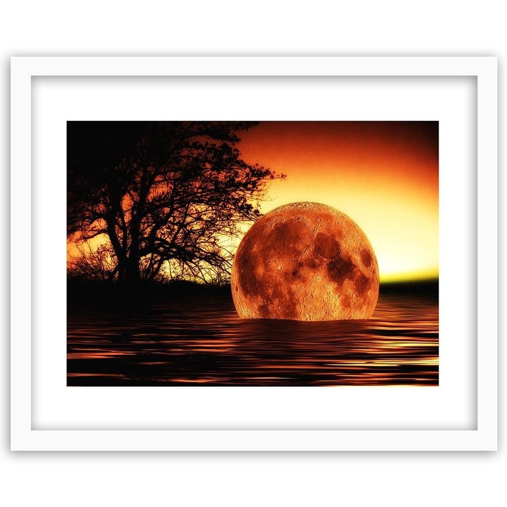 Glezna baltā rāmī - Moon In The Sea Home Trends DECO