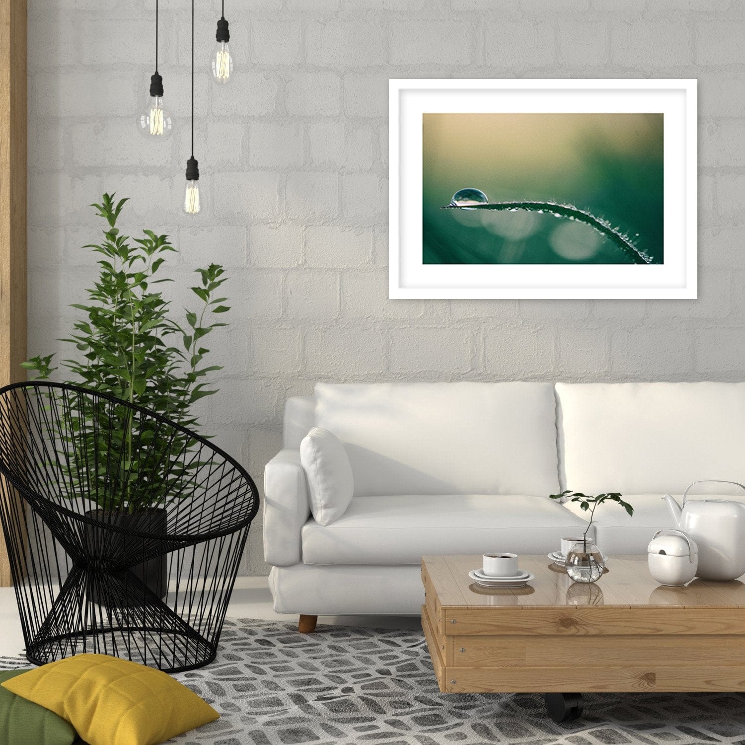 Glezna baltā rāmī - Morning Dew Home Trends DECO