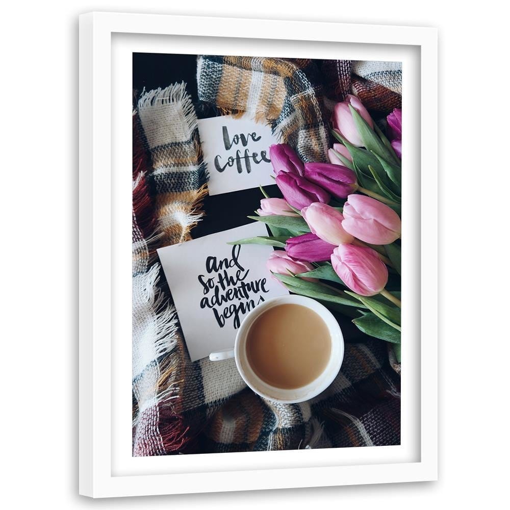 Glezna baltā rāmī - Morning Over Coffee Home Trends DECO