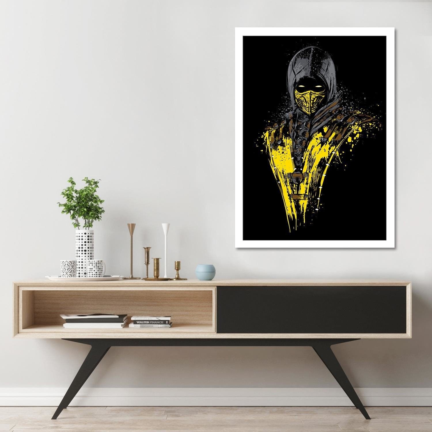 Glezna baltā rāmī - Mortal Fire Yellow Home Trends DECO