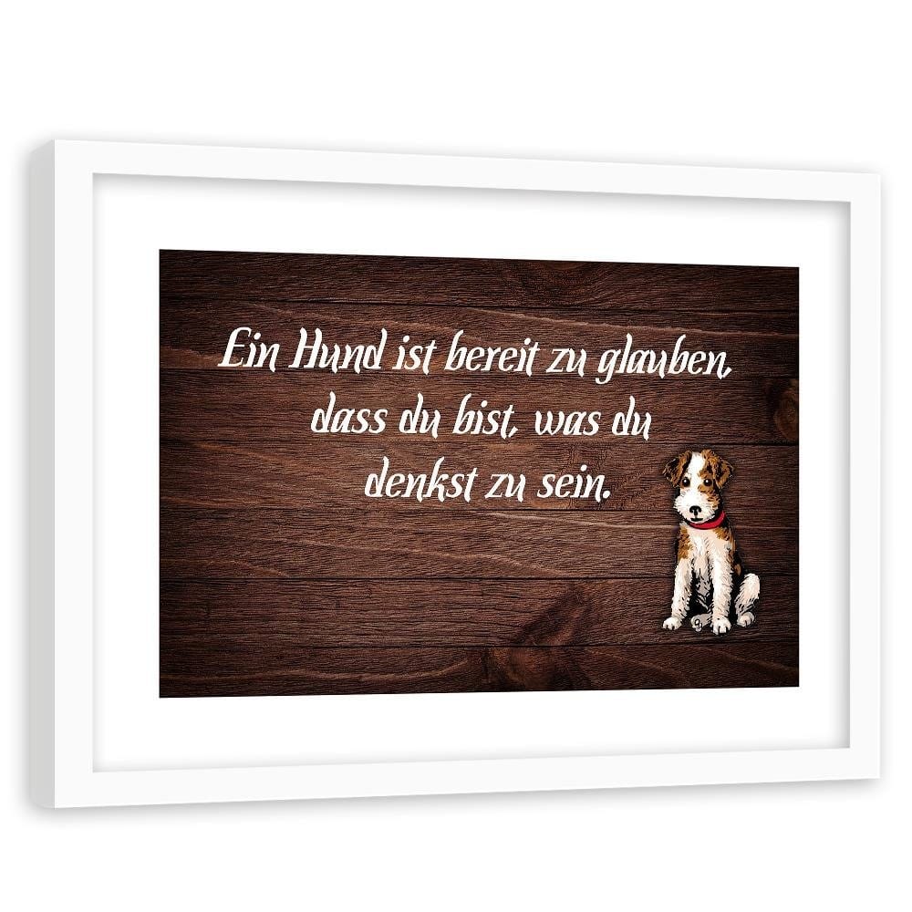 Glezna baltā rāmī - Motto Dog Home Trends DECO