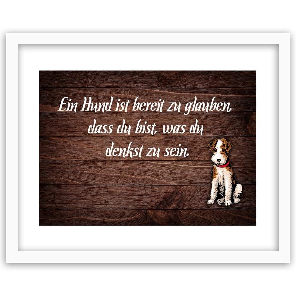 Glezna baltā rāmī - Motto Dog Home Trends DECO