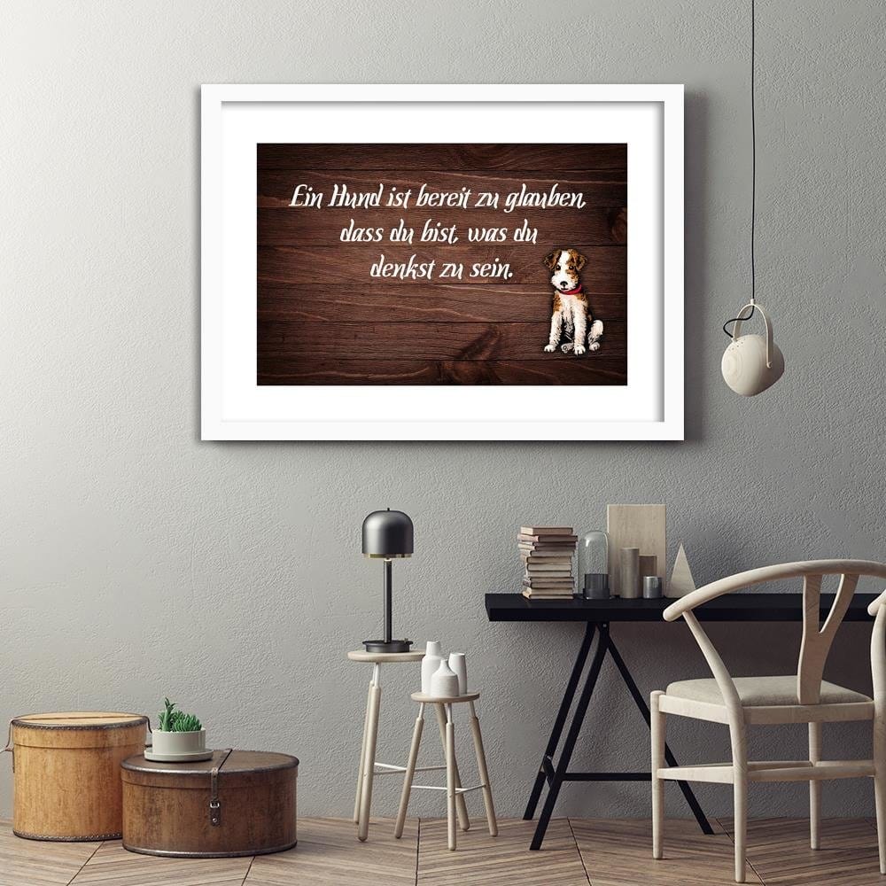 Glezna baltā rāmī - Motto Dog Home Trends DECO