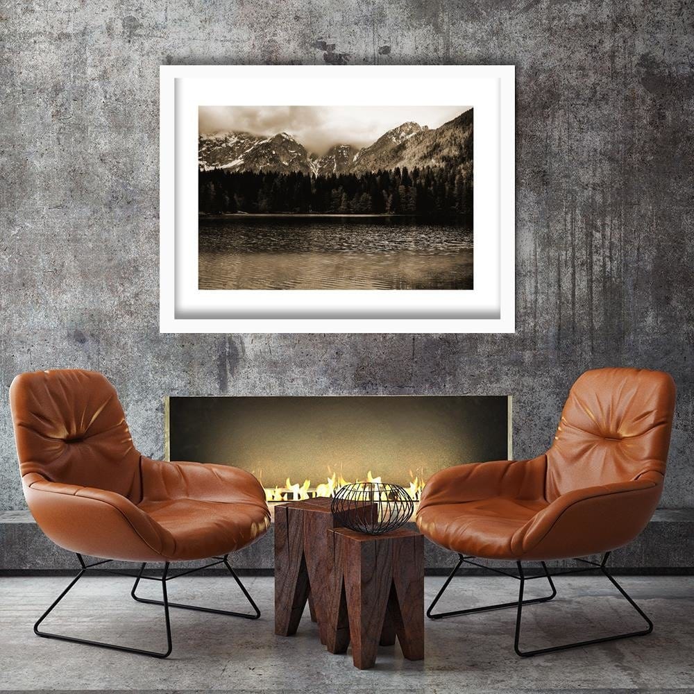 Glezna baltā rāmī - Mountain Lake 1 Home Trends DECO