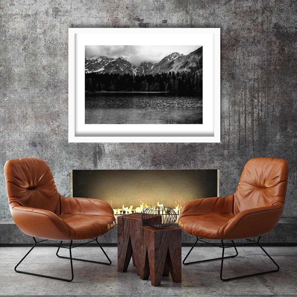 Glezna baltā rāmī - Mountain Lake 2 Home Trends DECO