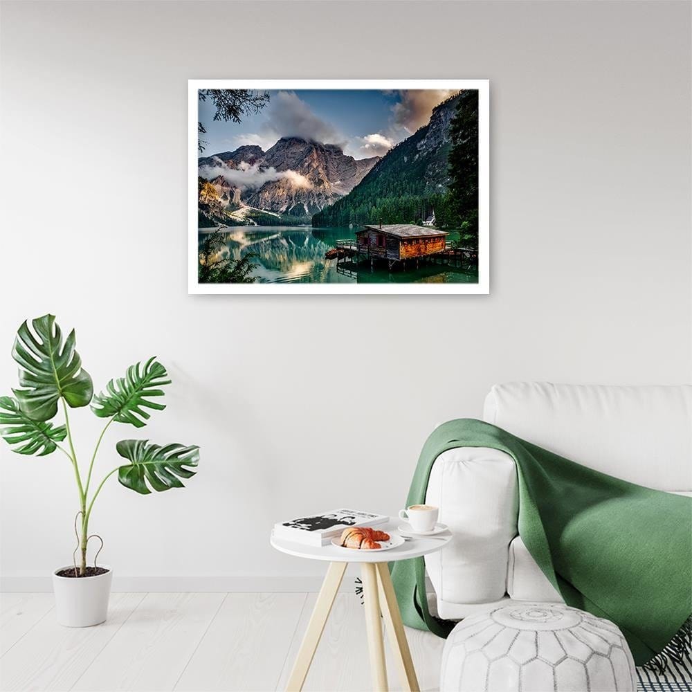Glezna baltā rāmī - Mountain Landscape Home Trends DECO