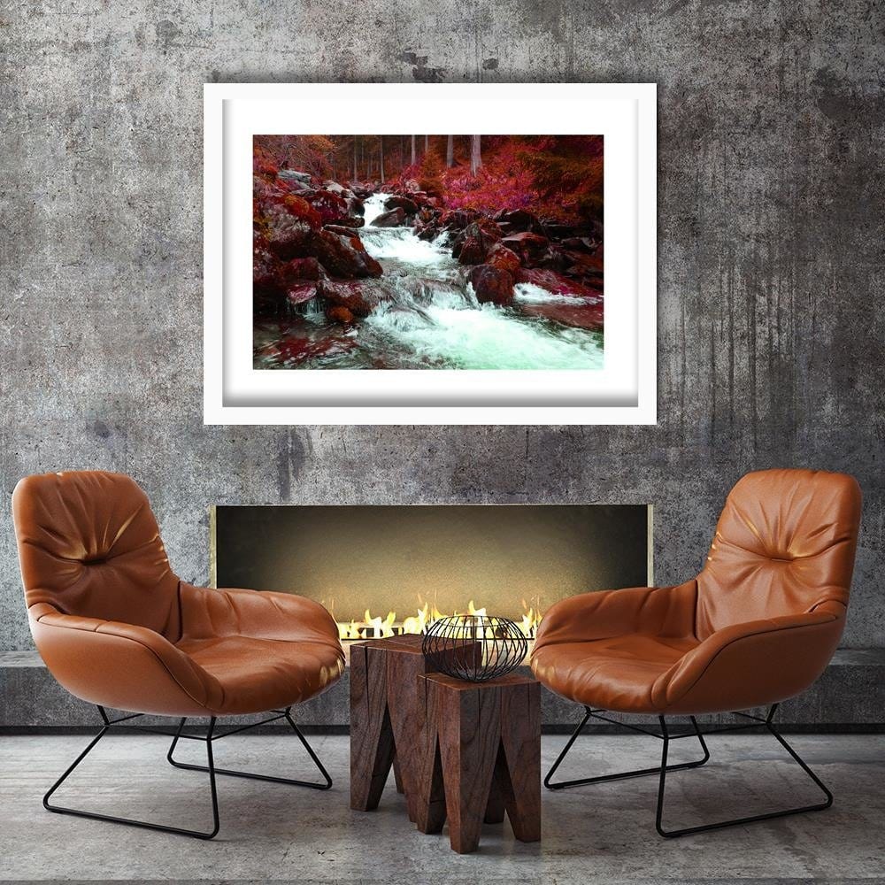 Glezna baltā rāmī - Mountain Stream 4 Home Trends DECO
