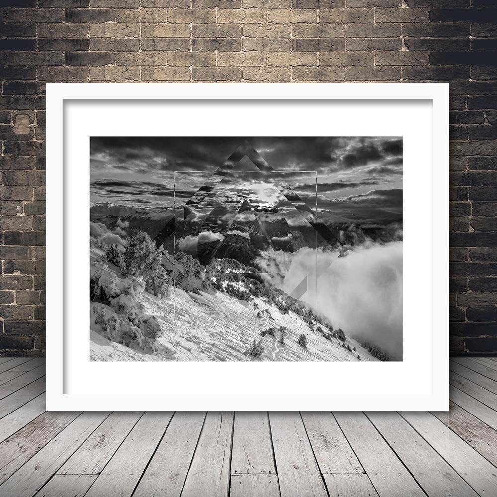Glezna baltā rāmī - Mountains And Sky 3 Home Trends DECO