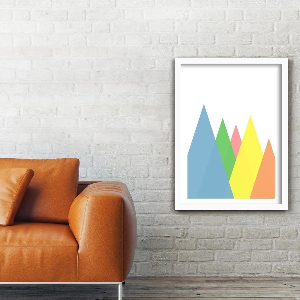 Glezna baltā rāmī - Mountains As Abstract Triangles Home Trends DECO