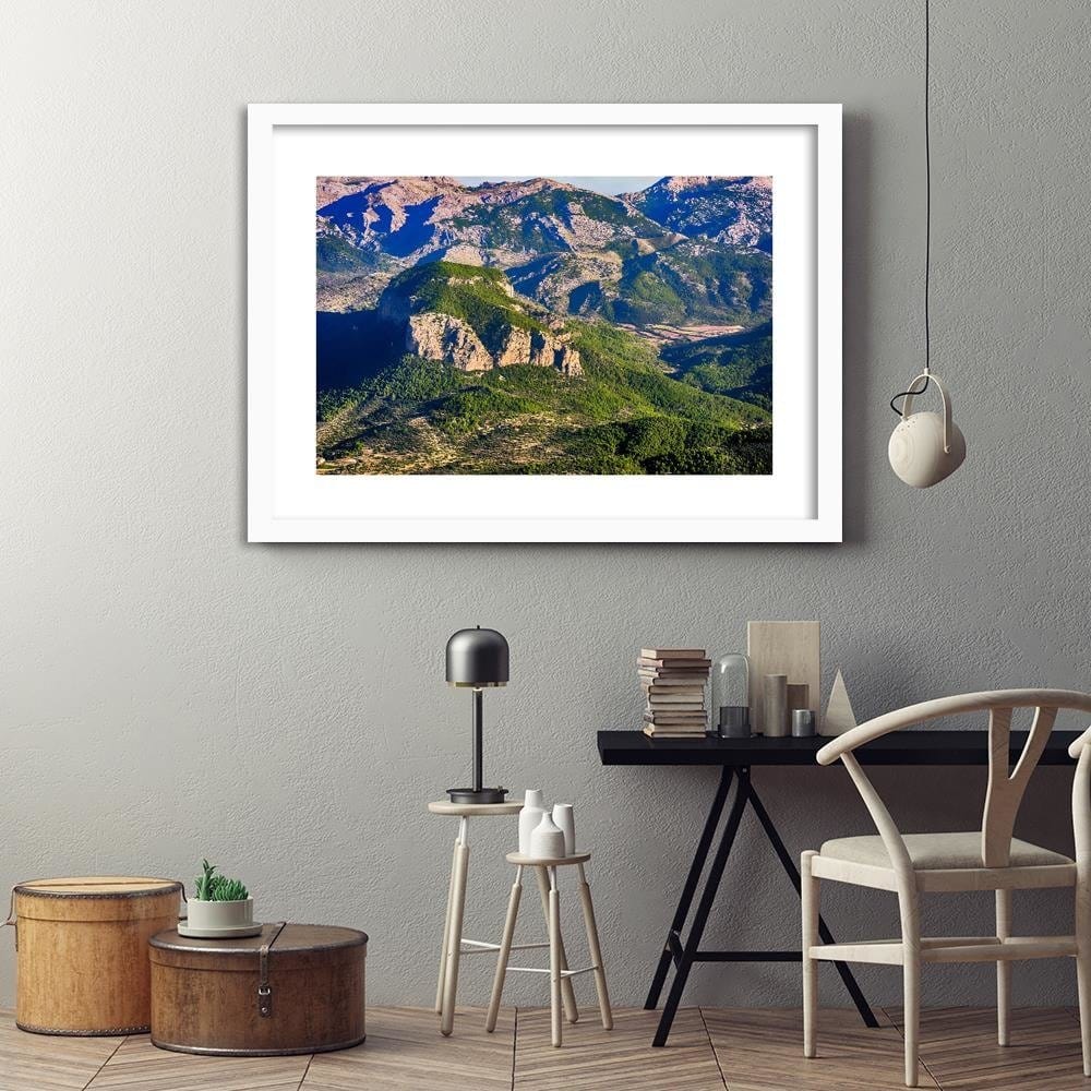 Glezna baltā rāmī - Mountains Covered With Trees Home Trends DECO