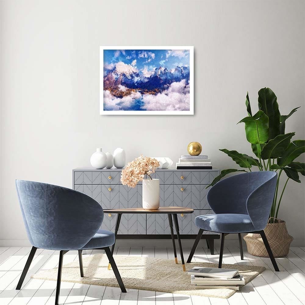 Glezna baltā rāmī - Mountains Landscape Home Trends DECO
