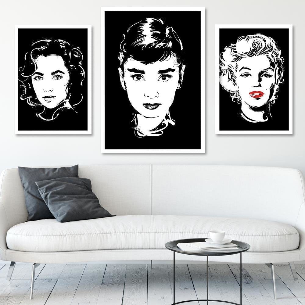 Glezna baltā rāmī - Movie Star Image Black And White Home Trends DECO
