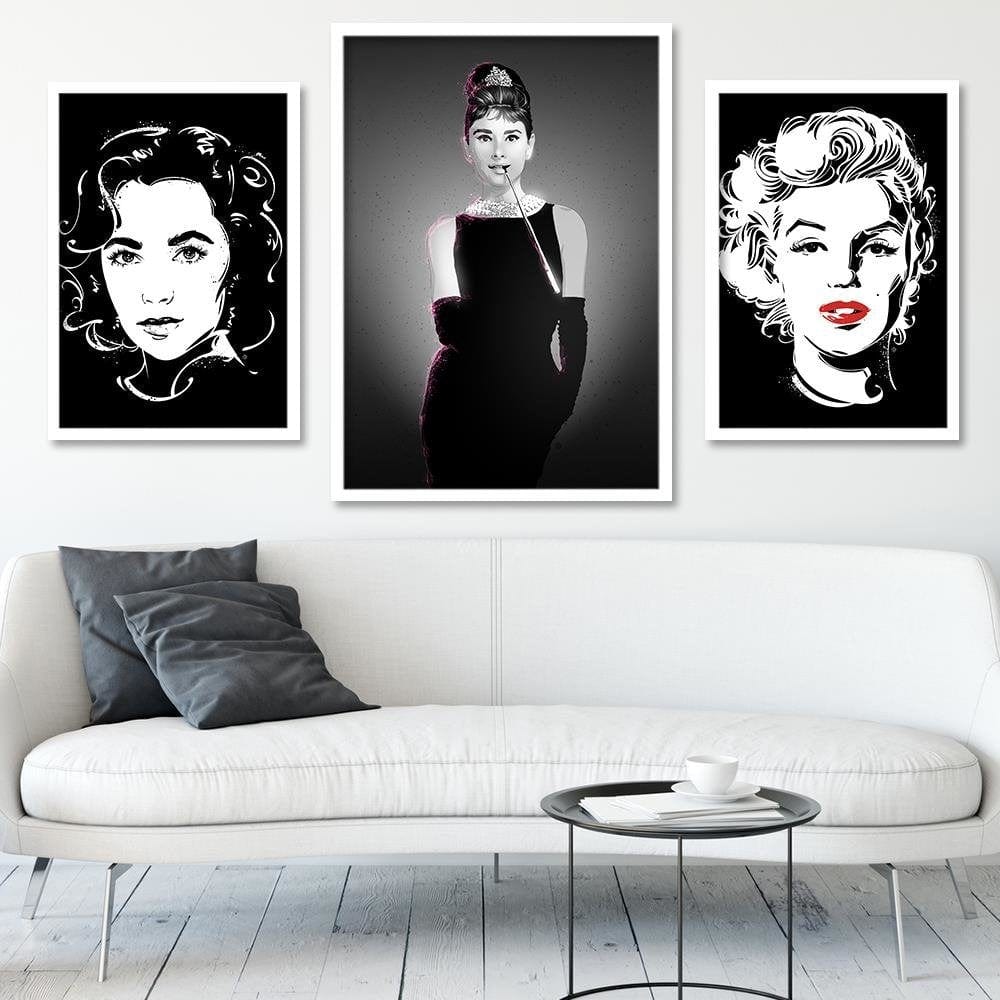 Glezna baltā rāmī - Movie Star Image Black And White Home Trends DECO