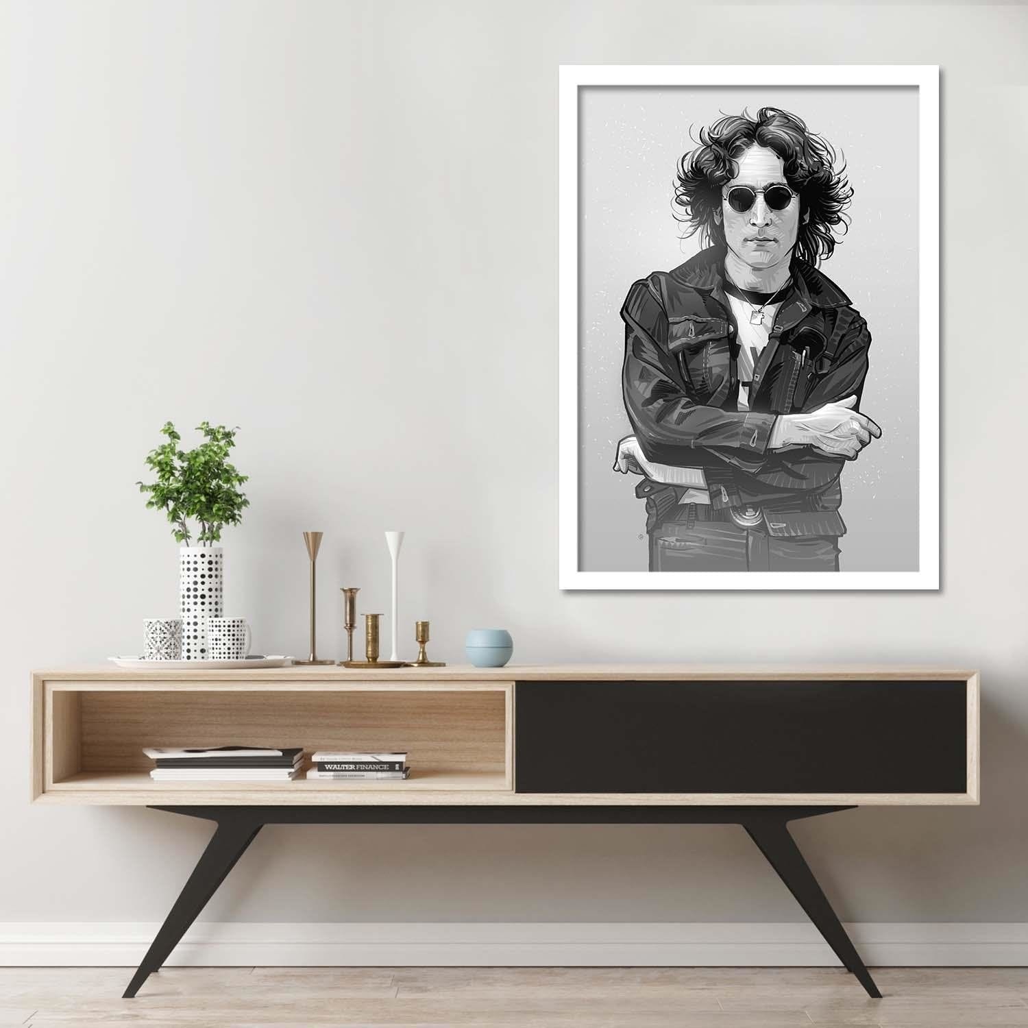 Glezna baltā rāmī - Music Legend Singer Home Trends DECO