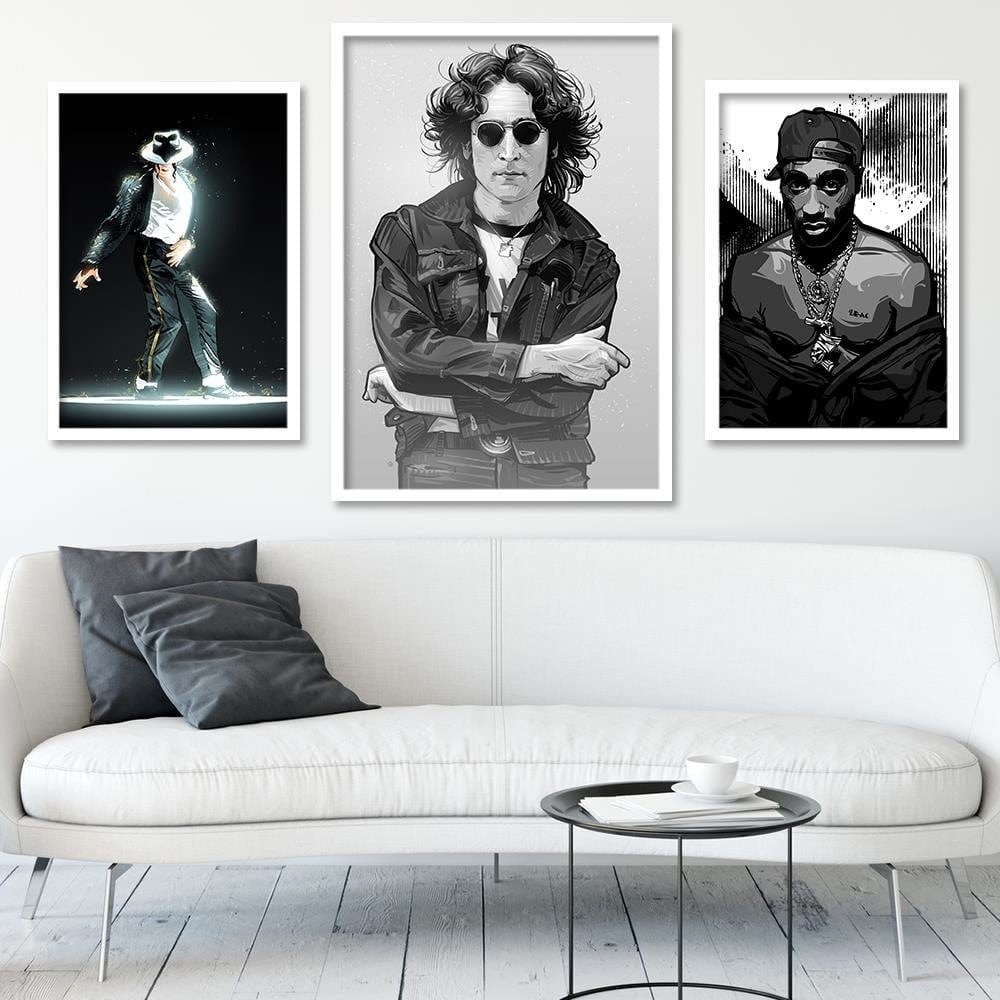 Glezna baltā rāmī - Music Legend Singer Home Trends DECO