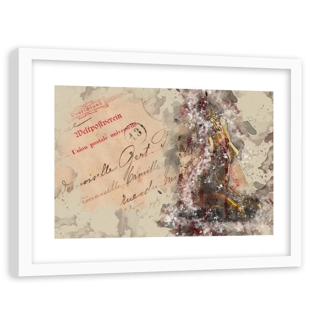 Glezna baltā rāmī - Naked Woman Abtrakcja Home Trends DECO
