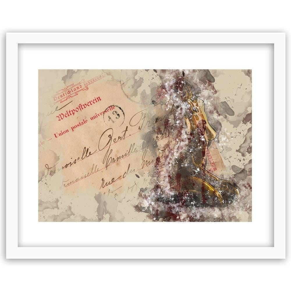 Glezna baltā rāmī - Naked Woman Abtrakcja Home Trends DECO