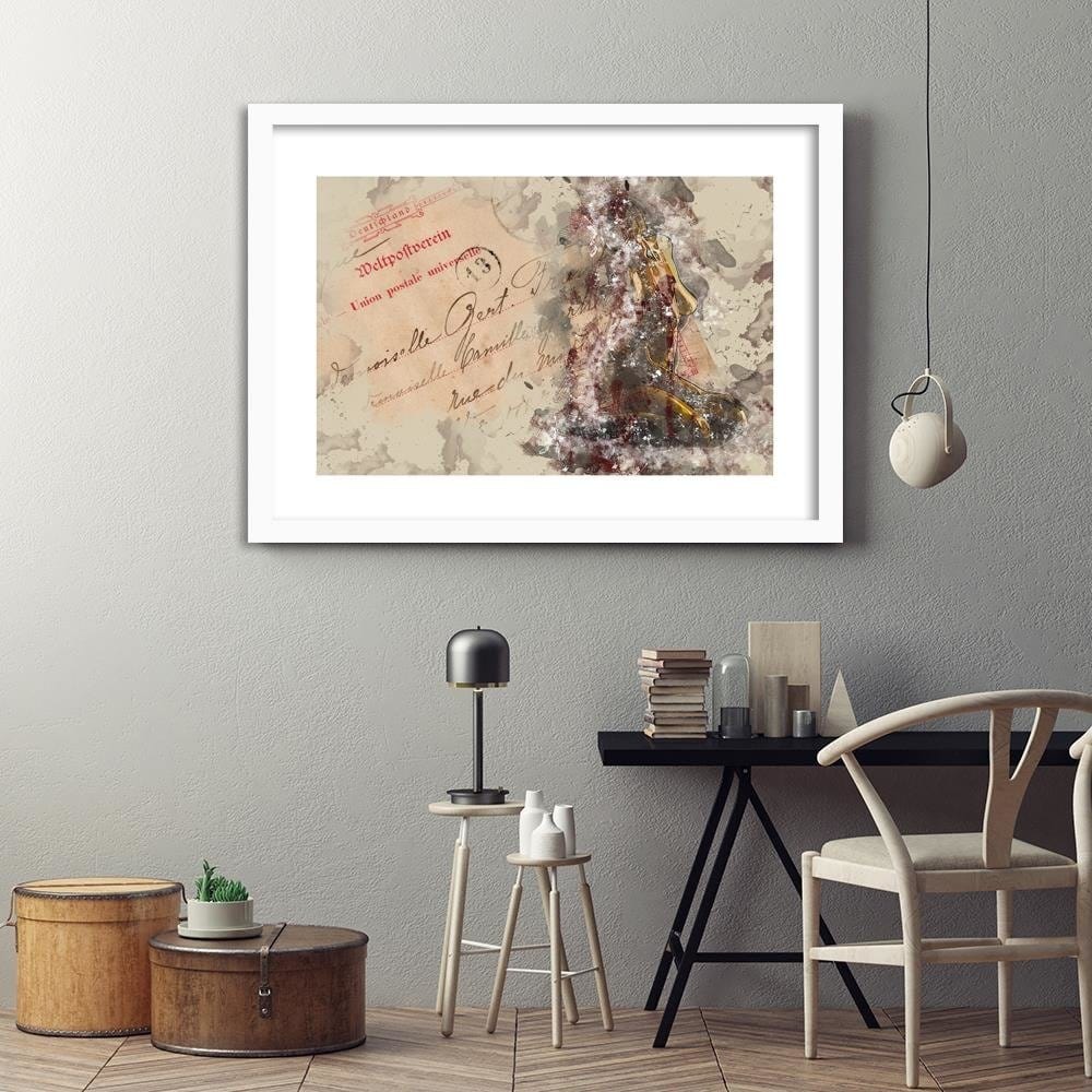 Glezna baltā rāmī - Naked Woman Abtrakcja Home Trends DECO
