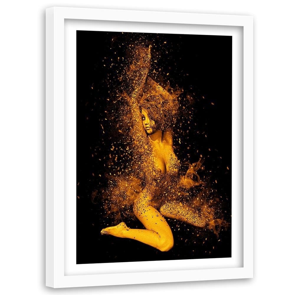 Glezna baltā rāmī - Naked Woman In Gold Dust Home Trends DECO