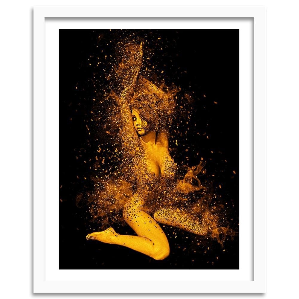 Glezna baltā rāmī - Naked Woman In Gold Dust Home Trends DECO