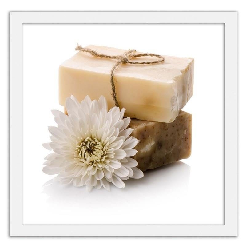 Glezna baltā rāmī - Natural soap with a flower Home Trends DECO