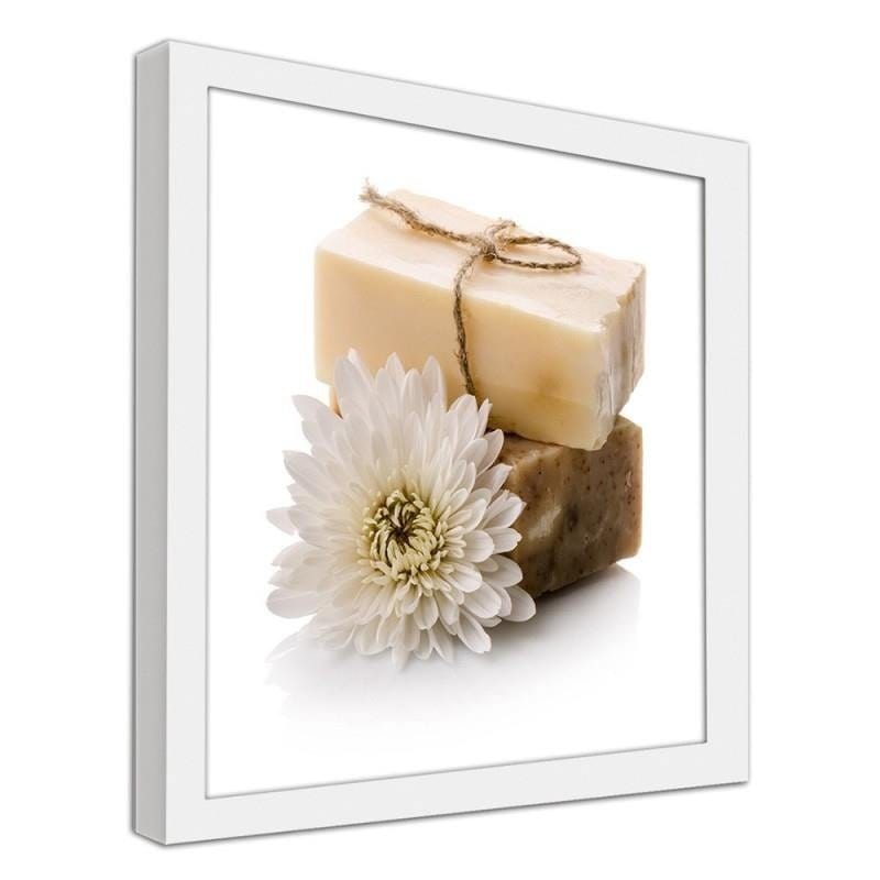 Glezna baltā rāmī - Natural soap with a flower Home Trends DECO