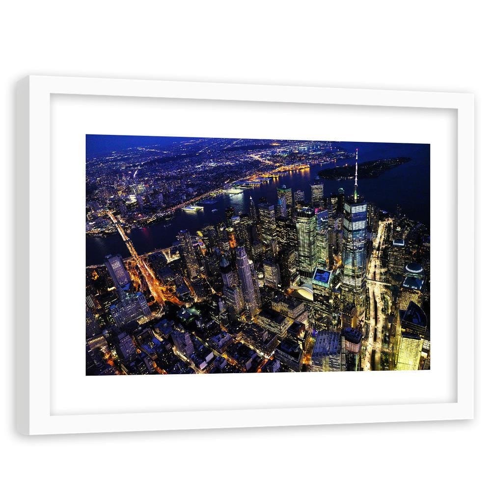 Glezna baltā rāmī - New York At Night Home Trends DECO