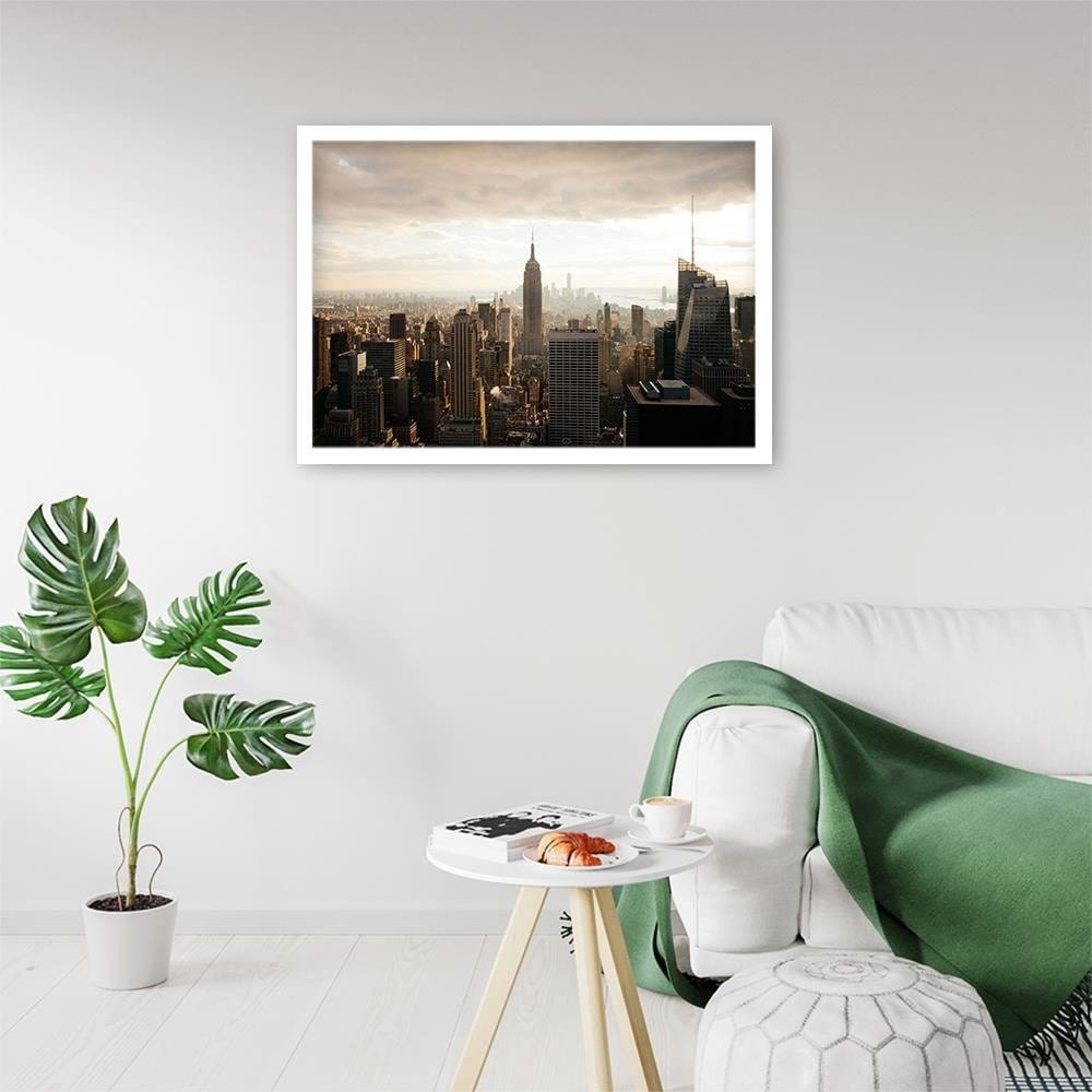 Glezna baltā rāmī - New York City Panorama Home Trends DECO