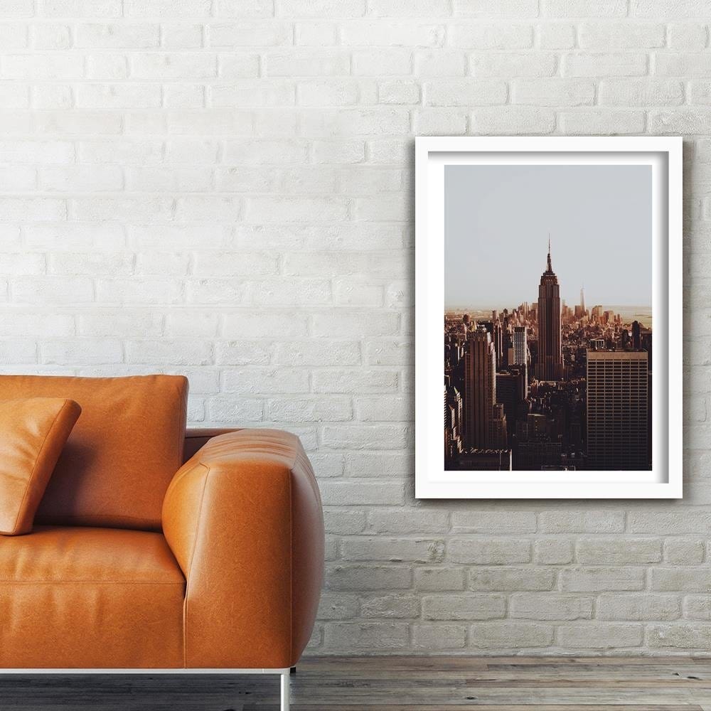Glezna baltā rāmī - New York Empire State Building Home Trends DECO