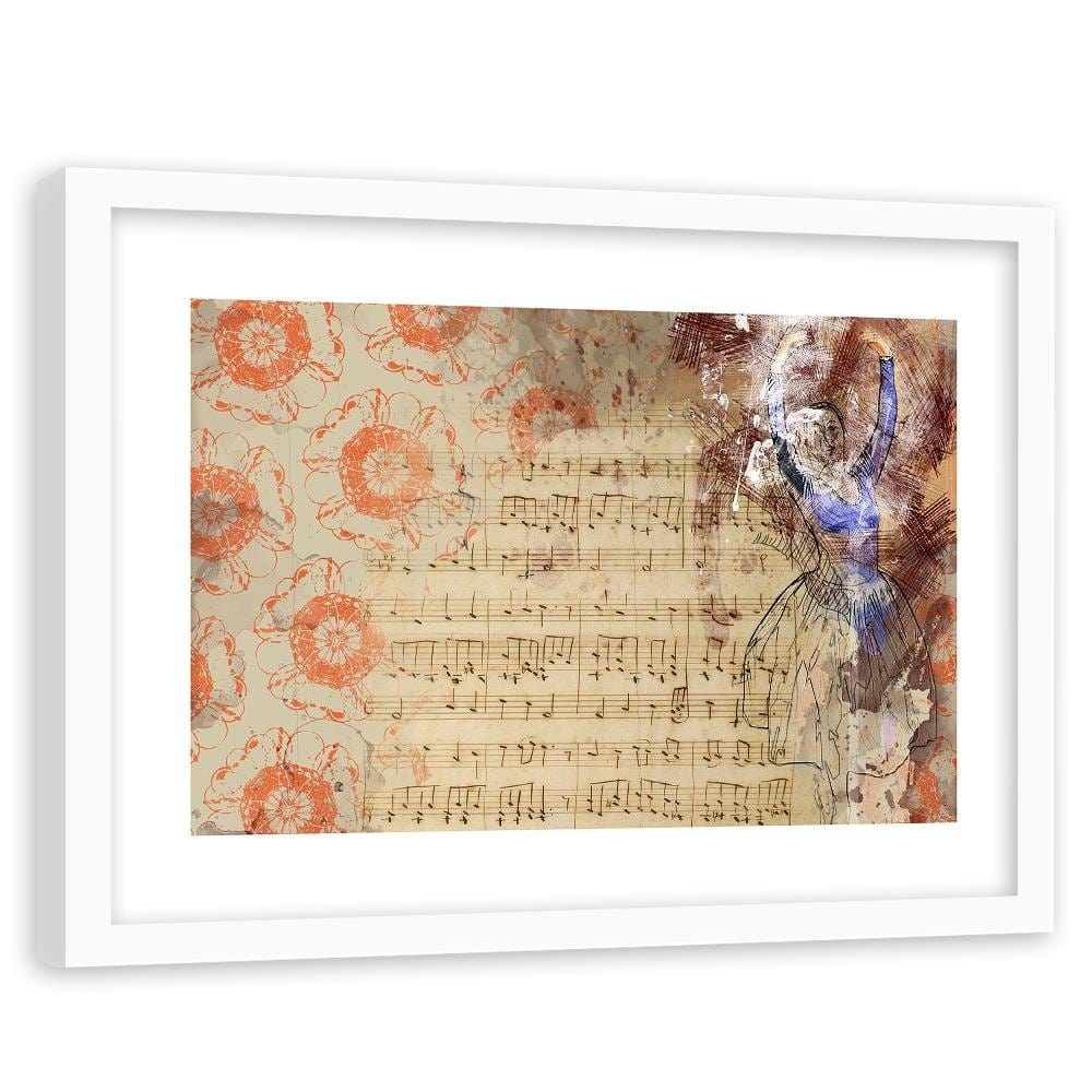 Glezna baltā rāmī - Notes And Ballerina Home Trends DECO
