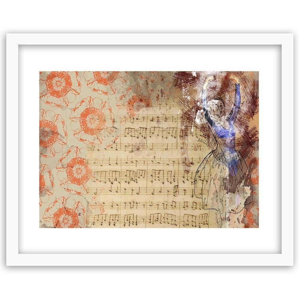 Glezna baltā rāmī - Notes And Ballerina Home Trends DECO
