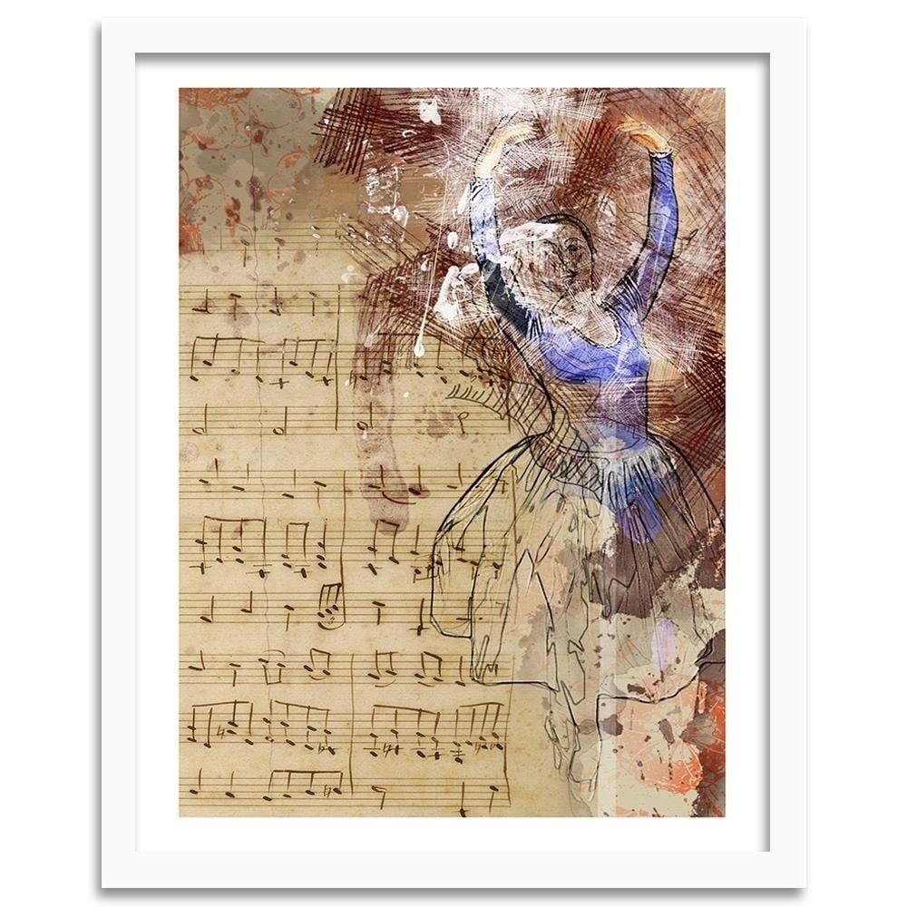 Glezna baltā rāmī - Notes And Ballerina Home Trends DECO