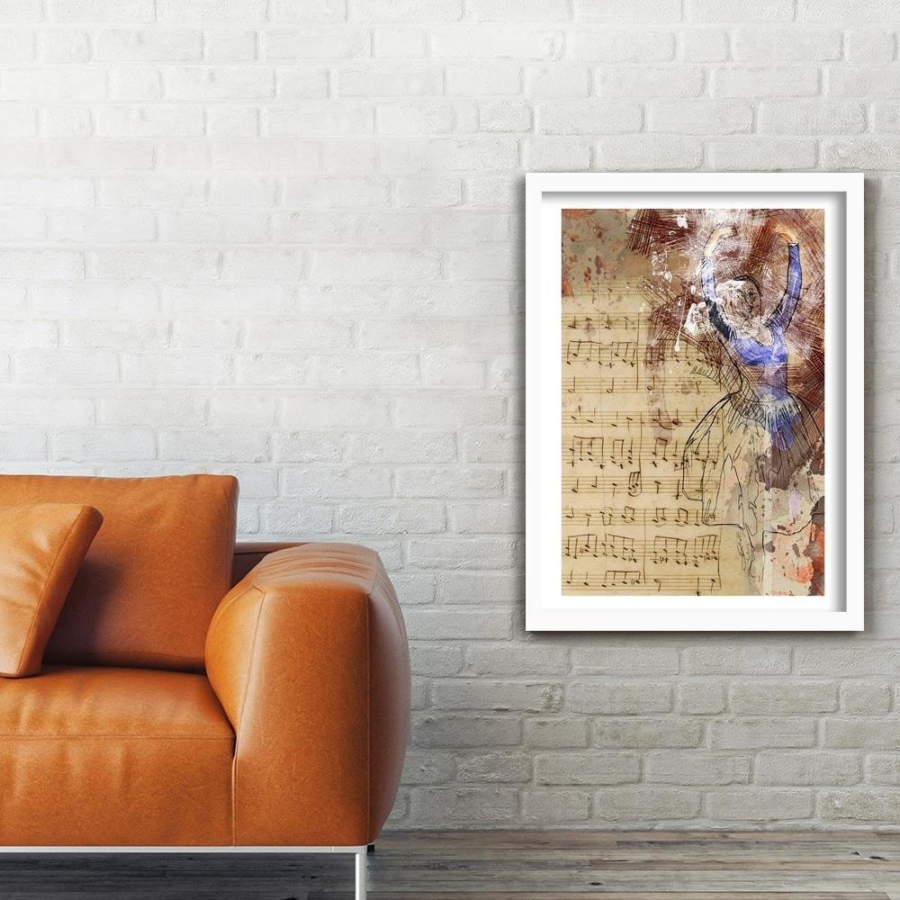 Glezna baltā rāmī - Notes And Ballerina  Home Trends DECO