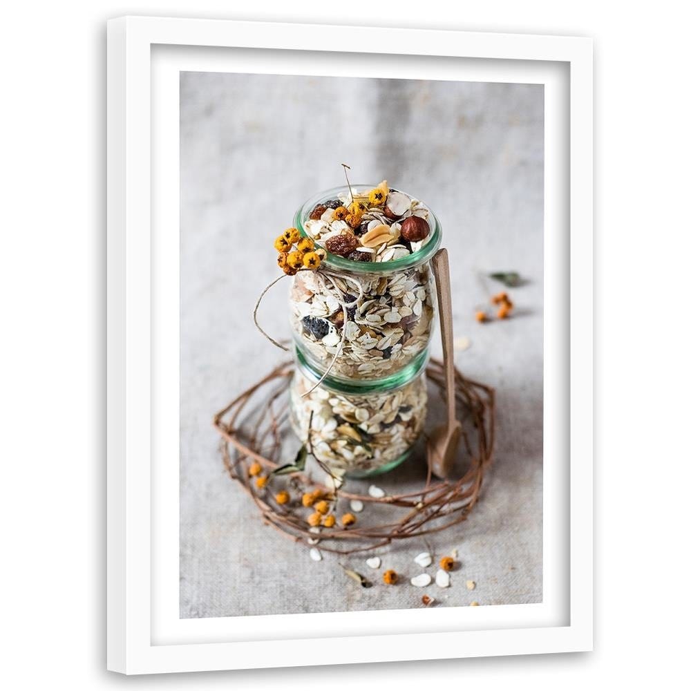 Glezna baltā rāmī - Oat Flakes Home Trends DECO