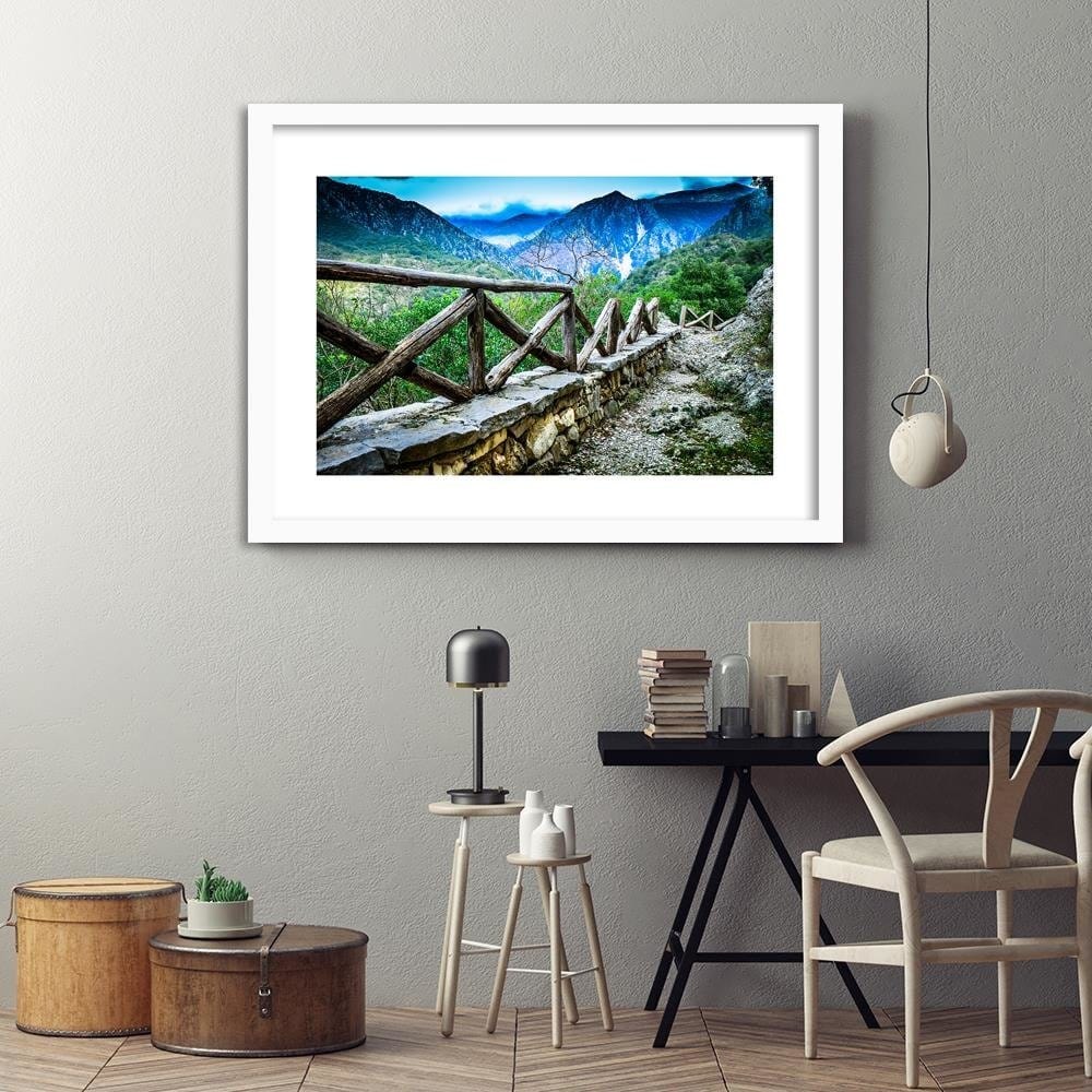 Glezna baltā rāmī - Observation Deck In The Mountains Home Trends DECO
