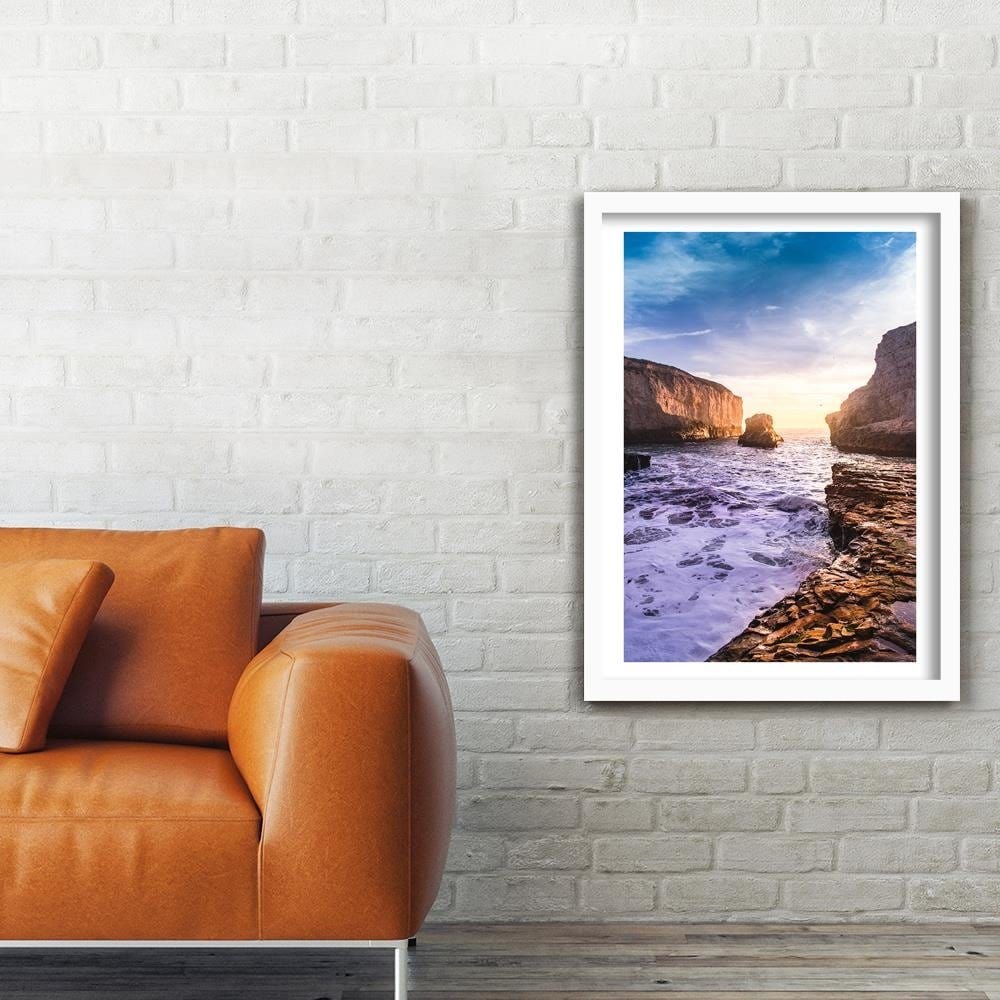 Glezna baltā rāmī - Ocean And Rocks Home Trends DECO