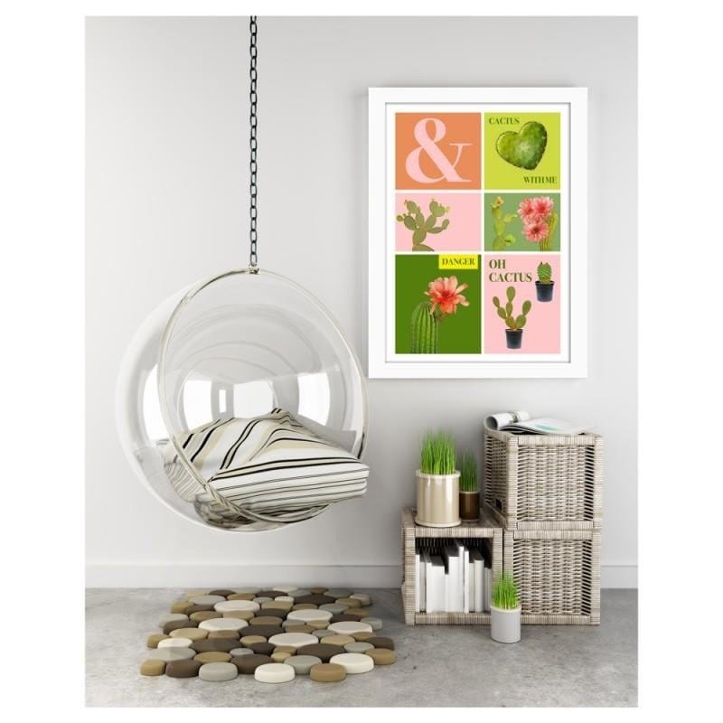 Glezna baltā rāmī - Oh, the cactus. Home Trends DECO