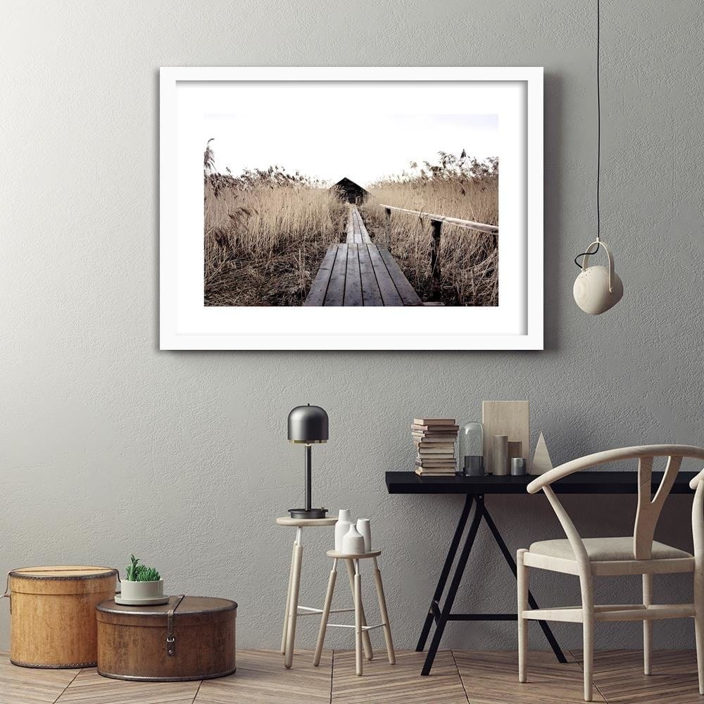Glezna baltā rāmī - Old Bridge In The High Reeds Home Trends DECO