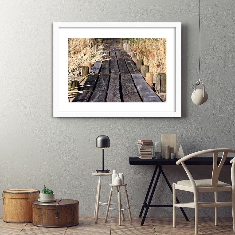 Glezna baltā rāmī - Old Plank Bridge Home Trends DECO