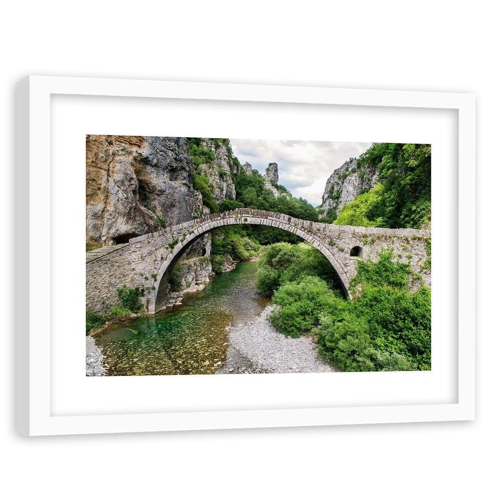 Glezna baltā rāmī - Old Stone Bridge Home Trends DECO