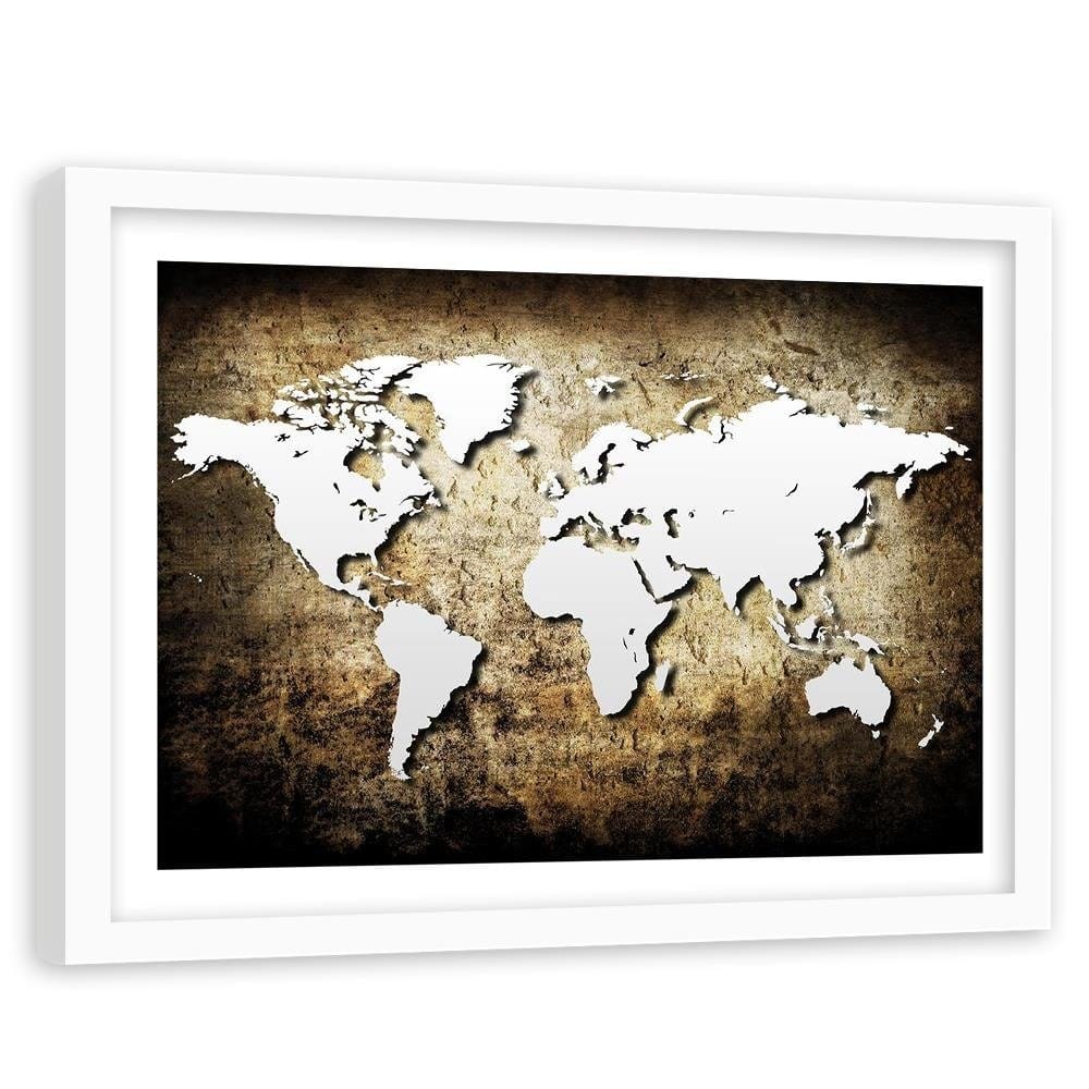 Glezna baltā rāmī - Old Vintage World Map Home Trends DECO