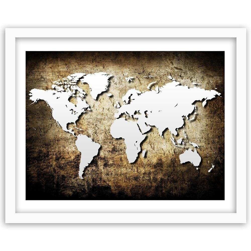 Glezna baltā rāmī - Old Vintage World Map Home Trends DECO